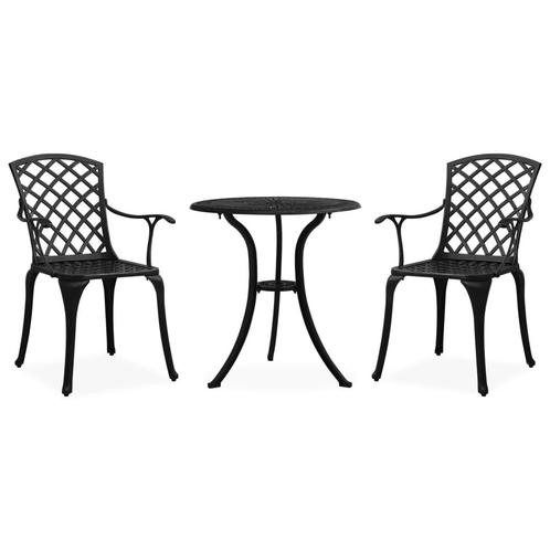 vidaXL 3-delige Bistroset gietaluminium zwart, Tuin en Terras, Tuinsets en Loungesets, Nieuw, 3 zitplaatsen, Aluminium, Verzenden
