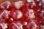 Italië: 12 rode glazen kerstballen met goudkleurig hert en, Diversen, Kerst, Nieuw