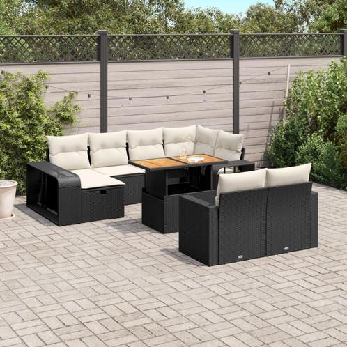 vidaXL 11-delige Loungeset met kussens poly rattan zwart, Tuin en Terras, Tuinsets en Loungesets, Loungeset, Nieuw, Rotan, Verzenden