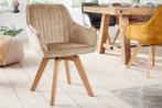 Draaibare design stoel LIVORNO champagne grijs fluwelen, Huis en Inrichting, Stoelen, Ophalen of Verzenden, Nieuw
