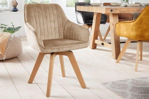 Draaibare design stoel LIVORNO champagne grijs fluwelen, Huis en Inrichting, Stoelen, Ophalen of Verzenden