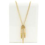 Antiek gouden schuifketting met kwastjes | 61 cm, Sieraden, Tassen en Uiterlijk, Kettingen, Ophalen of Verzenden, Gebruikt, Overige kleuren