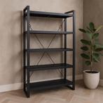 Boekenkast Mangohout Britt 120 Zwart, Huis en Inrichting, Kasten | Boekenkasten, 100 tot 150 cm, Nieuw, Industriële meubels, 25 tot 50 cm