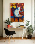 E. García - EL GATO BLANCO XL (NO RESERVE), Antiek en Kunst, Kunst | Schilderijen | Modern