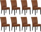 Set van 8 Cognac leren landelijke eetkamerstoelen - Granada, Huis en Inrichting, Overige kleuren, Nieuw, Leer, Ophalen of Verzenden