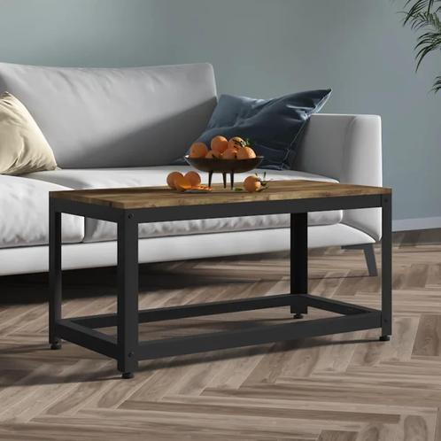 vidaXL Salontafel 90x45x45 cm MDF en ijzer donkerbruin en, Huis en Inrichting, Tafels | Salontafels, 50 tot 100 cm, Nieuw, Overige materialen