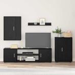 vidaXL 4 Delige TV Kast Set Wandgemonteerd Zwart eiken, 100 tot 150 cm, Verzenden, Nieuw, Minder dan 100 cm