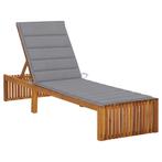 vidaXL Ligbed met kussen massief acaciahout, Tuin en Terras, Verzenden, Nieuw