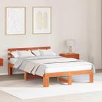 vidaXL Bedframe met hoofdeinde Bruin 135 x 190 cm Massief, Verzenden, Nieuw, Bruin, Hout