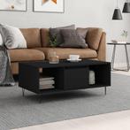 vidaXL Salontafel 90x50x36,5 cm bewerkt hout zwart, 50 tot 100 cm, Verzenden, Nieuw, 50 tot 100 cm