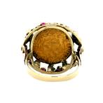 Gouden vintage munt ring met robijn 14 krt, Sieraden, Tassen en Uiterlijk, Ringen, Ophalen of Verzenden, Nieuw