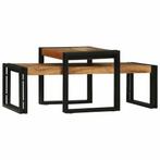 vidaXL Salontafel 2 pcs Bruin 48 x 40 x 40 cm Massief, Huis en Inrichting, Tafels | Salontafels, Minder dan 50 cm, Verzenden, Nieuw