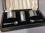 Kandelaar (3) - peper zout en mosterd garnituur in cassette, Antiek en Kunst