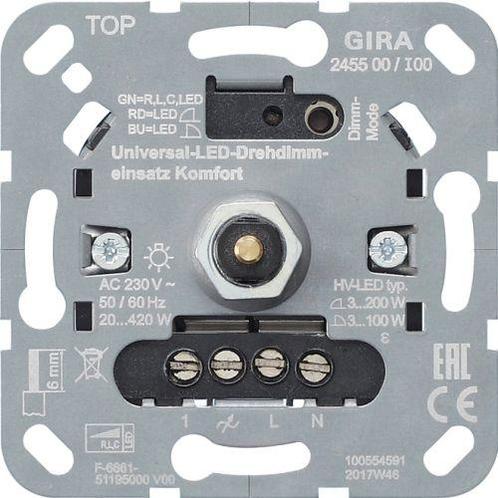 GIRA S3000 druk/draai Led Dimmer Universeel 245500, Doe-het-zelf en Verbouw, Elektra en Kabels, Nieuw, Ophalen of Verzenden