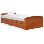vidaXL Bedframe met 2 lades massief grenenhout honingbruin, 90 cm, Eenpersoons, Bruin, Verzenden
