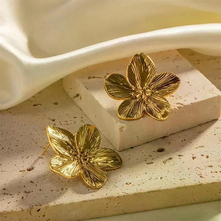 Trendy RVS Bloemoorbellen voor Vrouwen, Sieraden, Tassen en Uiterlijk, Oorbellen, Nieuw, Verzenden