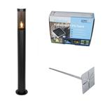 Buitenlamp zwart met grondpin en kabelmof 80cm IP44 - Rox, Nieuw, Overige materialen, Minder dan 50 watt
