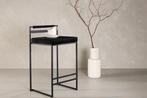 Counter Barkruk - 65 cm - Joost - Zwart - Velvet - Jörn, Huis en Inrichting, Barkrukken, Verzenden, Nieuw