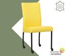 Leren eetkamerstoel Comfort met wieltjes - Hermes Yellow, Huis en Inrichting, Stoelen, Overige kleuren, Nieuw, Leer, Ophalen of Verzenden