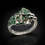 Zonder minimumprijs - Ring Zilver - Smaragd (Gecertificeerd), Nieuw