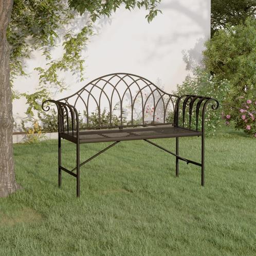 vidaXL Tuinbank 2-zits 128 cm staal zwart, Tuin en Terras, Tuinbanken, Nieuw, Metaal, Verzenden
