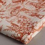 Elegante Toile de Jouy oranje - 5 meter - Textiel - 500 cm -, Huis en Inrichting, Nieuw