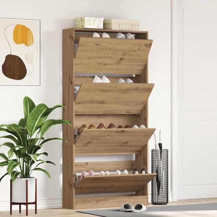 vidaXL Schoenenkast artisanaal eikenkleurig 80 x 21 x 163.5, Huis en Inrichting, Kasten | Schoenenrekken, Nieuw, Verzenden