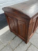 antieke eiken  kist dekenkist 110 cm breed en 59 cm hoog, Minder dan 50 cm, Gebruikt, 100 tot 150 cm, 50 tot 75 cm