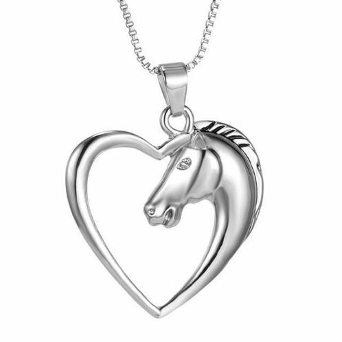 Fako Bijoux® - Ketting - Paard In Hart - 30x32mm -, Sieraden, Tassen en Uiterlijk, Kettingen, Verzenden