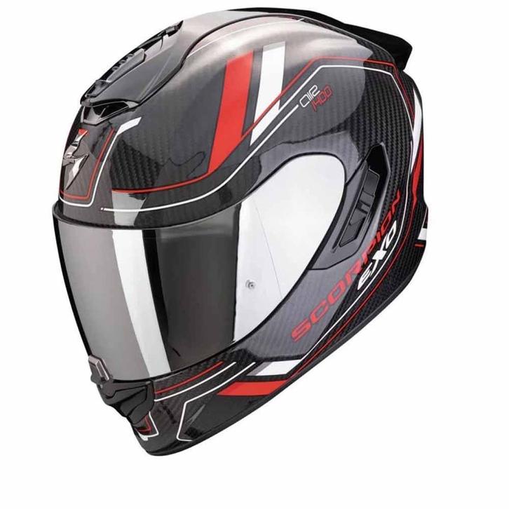 Scorpion EXO-1400 Evo II Carbon Air Mirage Zwart Rood Wit, Motoren, Kleding | Motorhelmen, XXL, Nieuw met kaartje, Overige merken