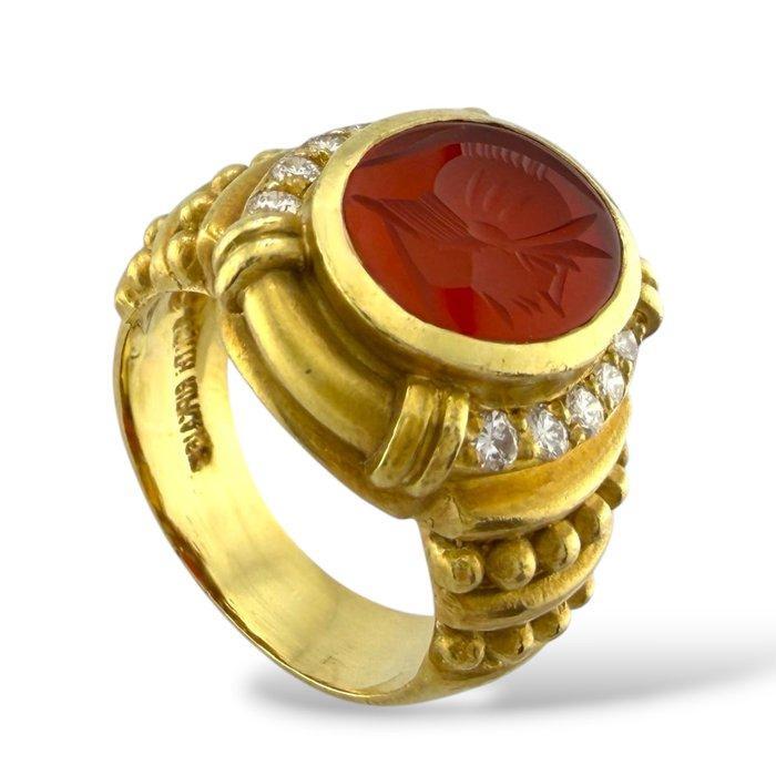 Judith Ripka - Ring - 18 karaat 18k geelgoud karneool, Sieraden, Tassen en Uiterlijk, Ringen