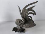 sculptuur, Fighting Roosters Figurines - 25 cm - Metaal