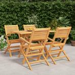 vidaXL 5-delige Tuinset massief teakhout, Tuin en Terras, Tuinsets en Loungesets, 4 zitplaatsen, Verzenden, Nieuw, Tuinset