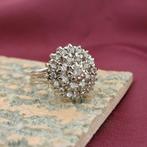 Antieke witgouden entourage ring met diamanten; 1,29 ct., Sieraden, Tassen en Uiterlijk, Ringen, 18 tot 19, Gebruikt, Overige kleuren