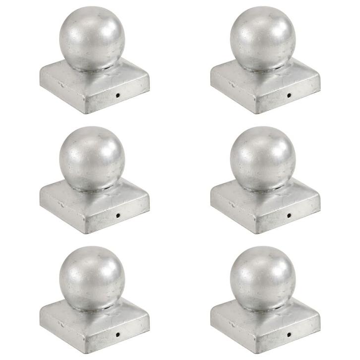 vidaXL Paalkappen 6 st bol 71x71 mm gegalvaniseerd metaal, Tuin en Terras, Tuinhekken en Hekwerk, Nieuw, Verzenden