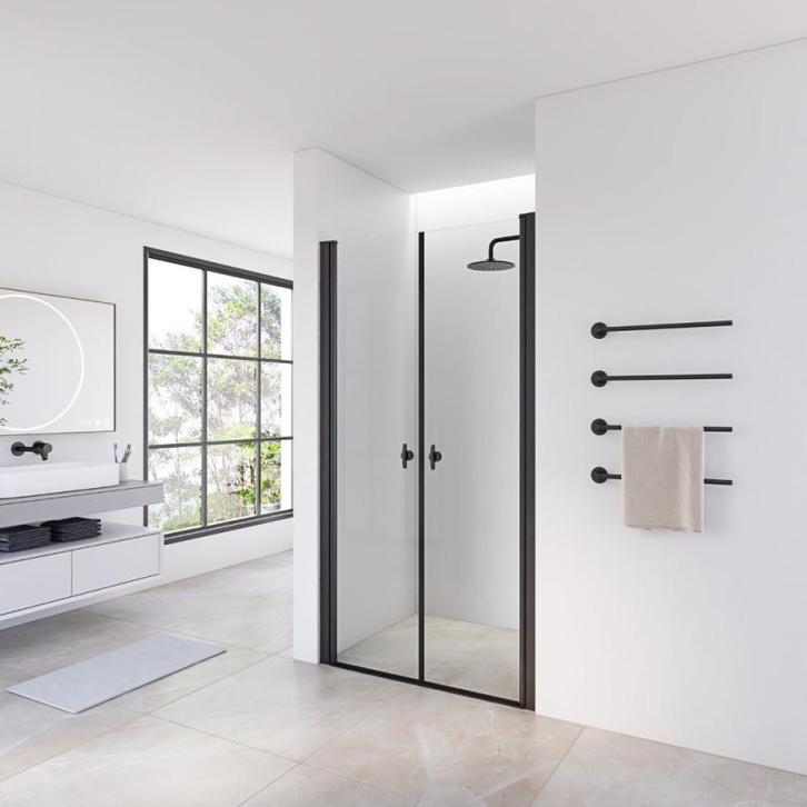Dubbele Douchedeuren Mat Zwart 105X195 Helder Glas, Doe-het-zelf en Verbouw, Sanitair, Nieuw, Ophalen of Verzenden