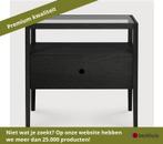 Ethnicraft eiken Spindle gelakt nachtkastje - ZwartBruin, Huis en Inrichting, Slaapkamer | Nachtkastjes, Ophalen of Verzenden