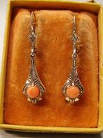 Zonder minimumprijs - Oorbellen Zilver - 1.40ct. tw. Koraal, Nieuw