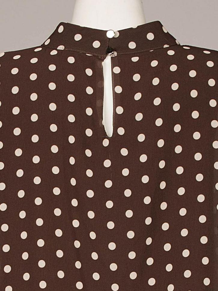 Top Blouson Stippen Bruin, damestop met lange mouwen, Kleding | Dames, Tops, Verzenden