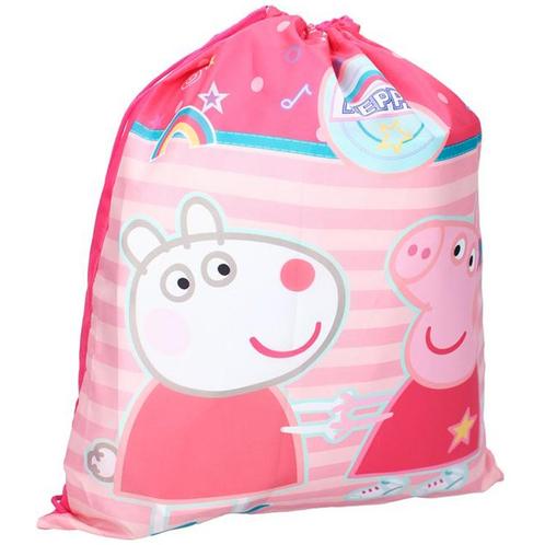 Gymtas/Trekkoordtas - Peppa Big & Suzy Schaap - Roze -Music, Sieraden, Tassen en Uiterlijk, Tassen | Rugtassen, Nieuw, Ophalen of Verzenden