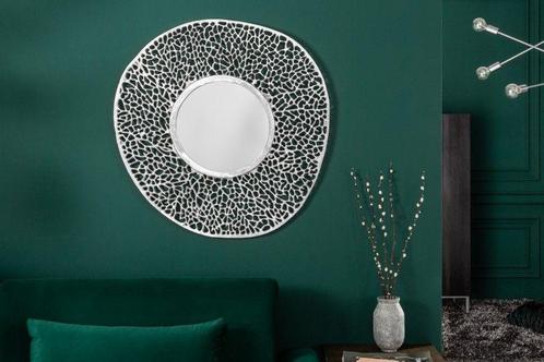 Design wandspiegel ABSTRACT BLAD L 75cm zilver bladpatroon, Huis en Inrichting, Woonaccessoires | Spiegels, Ophalen of Verzenden