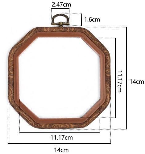 Brocante houten borduurring octagon met stelschroef 14x14 cm, Hobby en Vrije tijd, Knutselen, Nieuw, Ophalen of Verzenden