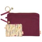 Toilettas/etui set 2-delig Bordeauxrood en bloemenprint - BI, Ophalen of Verzenden, Nieuw, Meisje