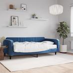 vidaXL Slaapbank met matras 100x200 cm fluweel blauw, 100 cm, Eenpersoons, Nieuw, 200 cm
