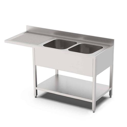 HCB Spoeltafel - dubbele spoelbakken rechts - 200 cm - RVS, Zakelijke goederen, Horeca | Keukenapparatuur, Nieuw in verpakking