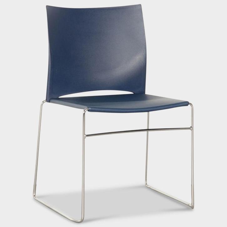 Kantinestoel Officenow, donker blauw, trapezium onderstel, Huis en Inrichting, Stoelen, Ophalen of Verzenden