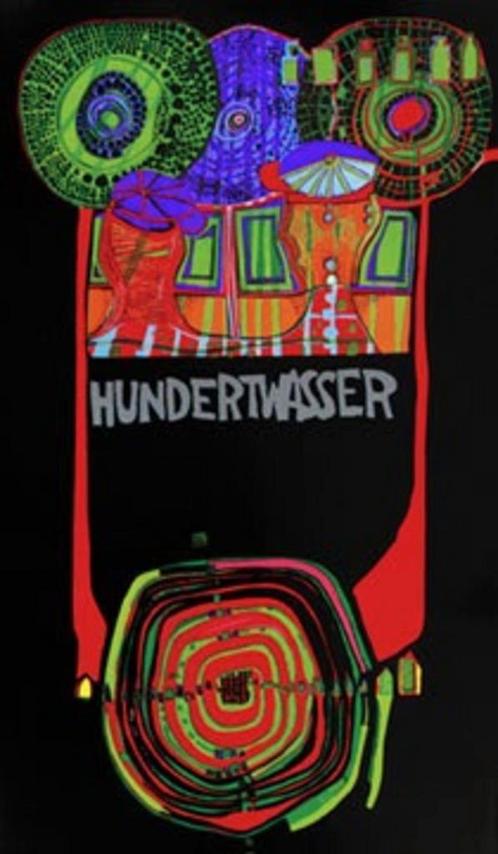 Kunstdruk Friedensreich Hundertwasser - Welttournee 49x83cm, Huis en Inrichting, Woonaccessoires | Schilderijen, Tekeningen en Foto's