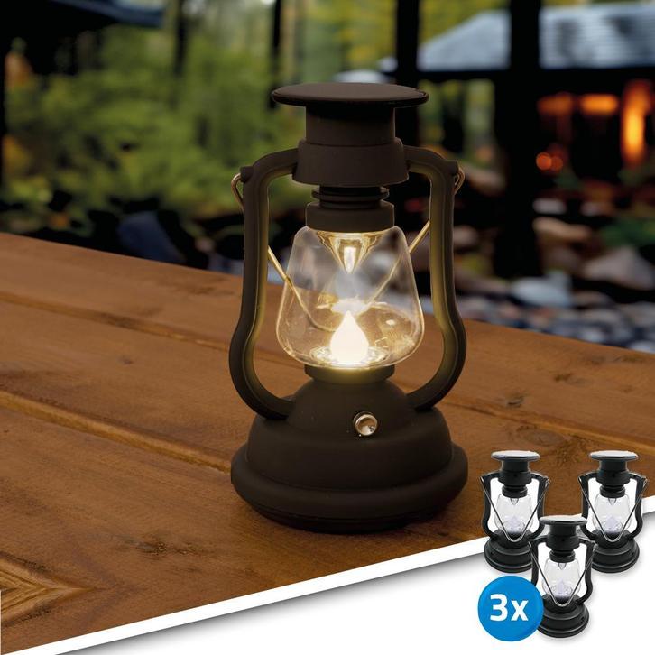 Solar storm windlicht OiL op zonne energie zwart 3 stuks, Huis en Inrichting, Lampen | Losse lampen, Led-lamp, Nieuw, Minder dan 30 watt