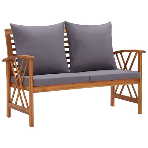 vidaXL Tuinbank met kussens 119 cm massief acaciahout, Tuin en Terras, Tuinbanken, Nieuw, Hout, Verzenden
