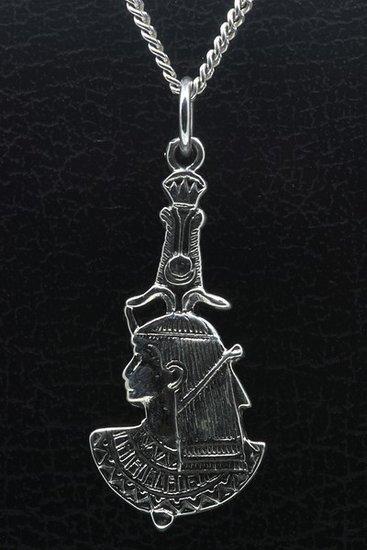 Zilveren Nefertem - Godin van parfum ketting hanger, Sieraden, Tassen en Uiterlijk, Kettinghangers, Verzenden